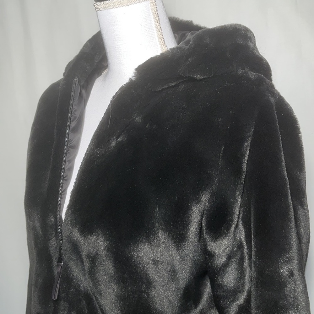 Incredibly Luxe Soft Black #FauxFur #Hoodie Coat Zip front